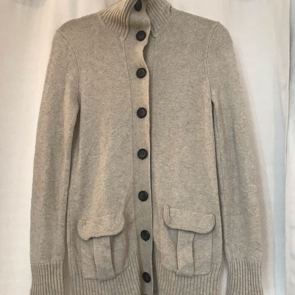 Grey high neck J Crew cardigan